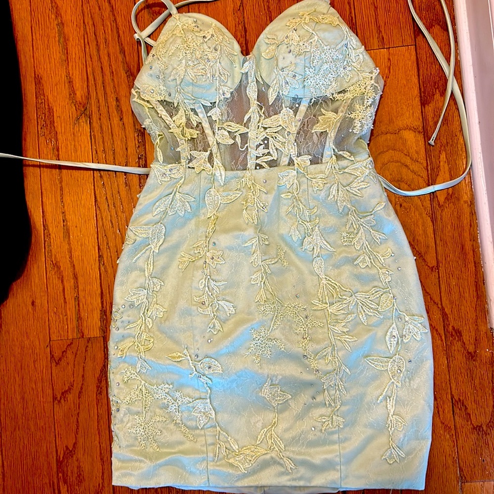 Light green floral mini dress size XS